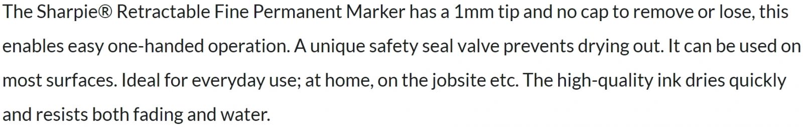 טוש סימון שחור פרמננטי 1985871 SHARPIE RETRACTABLE TIP TEXT